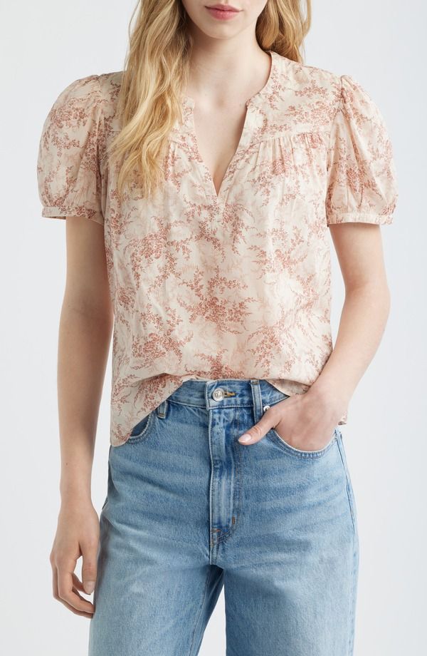 ペイジ レディース トップス シャツ フラワー柄 コットン フラワー PAIGE Marlena Floral Cotton Top Bone Sunset