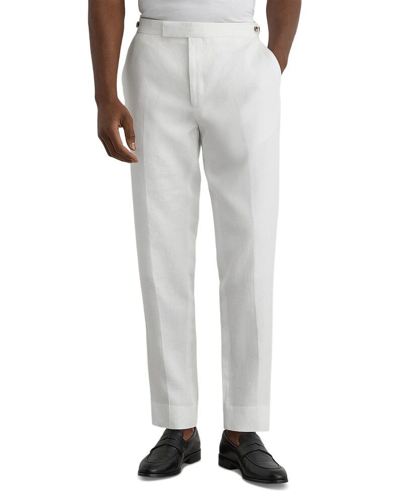 レイス メンズ ボトムス カジュアルパンツ リネン REISS Atlantic Tailored Fit Linen Twill Suitrousers White ホワイト