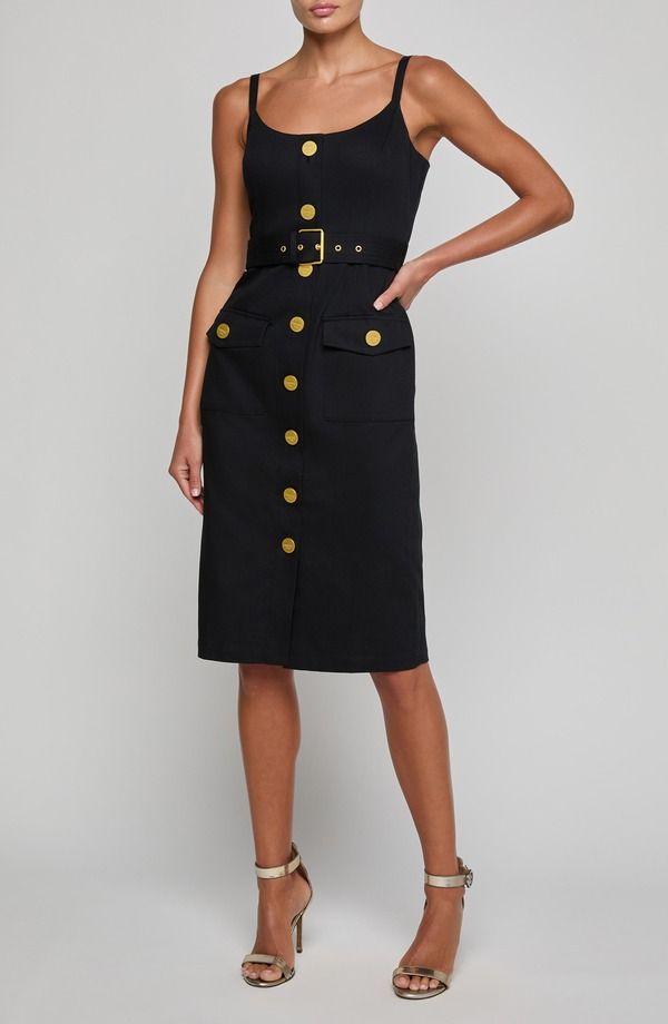 ラジャンス レディース トップス ワンピース ノースリーブ コットン LAGENCE Ida Sleeveless Belted Stretch Cotton Dress Black ブラック