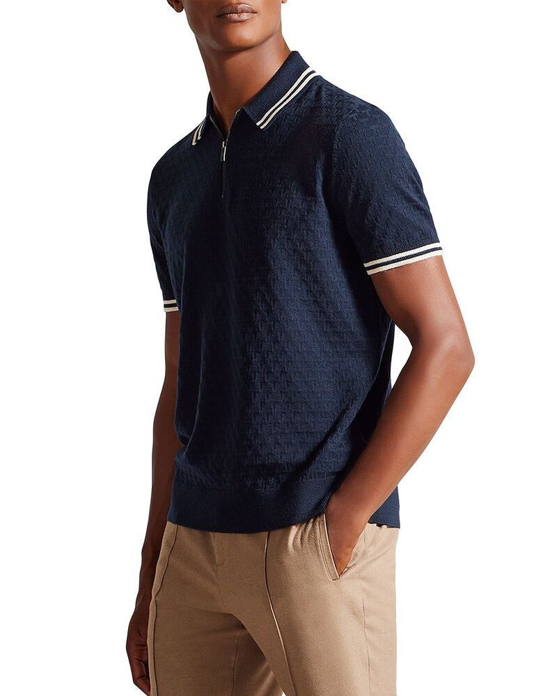 テッドベーカー メンズ トップス ポロシャツ Ted Baker Mahani Zipolo Shirt Navy ネイビー