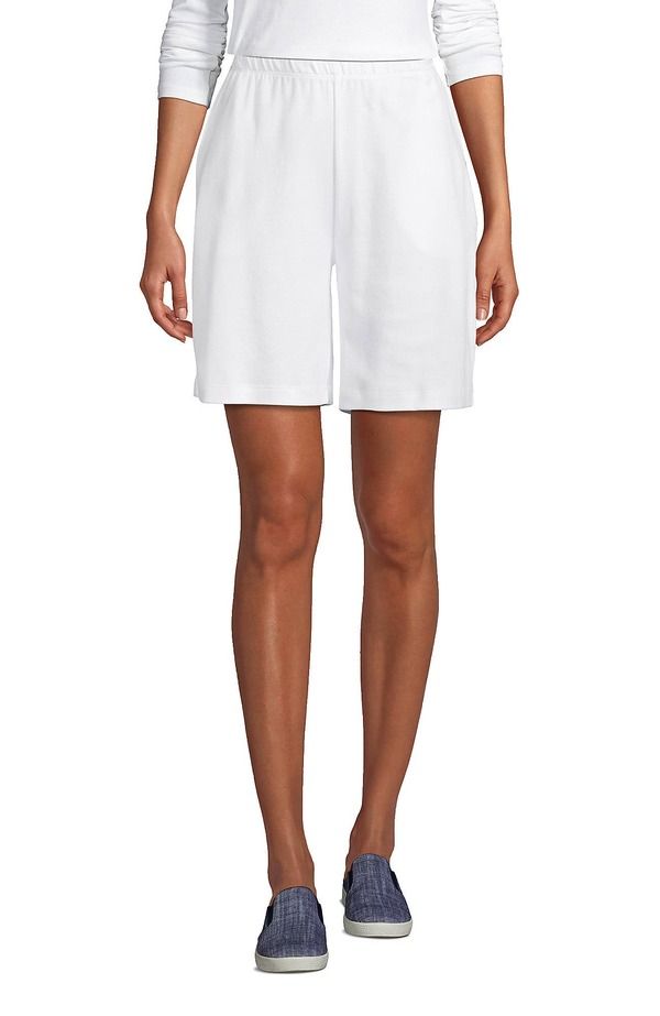 ランズエンド レディース ボトムス ハーフパンツ・ショーツ ショートパンツ ニット Lands End Sport Knit High Rise Shorts White ホワイト