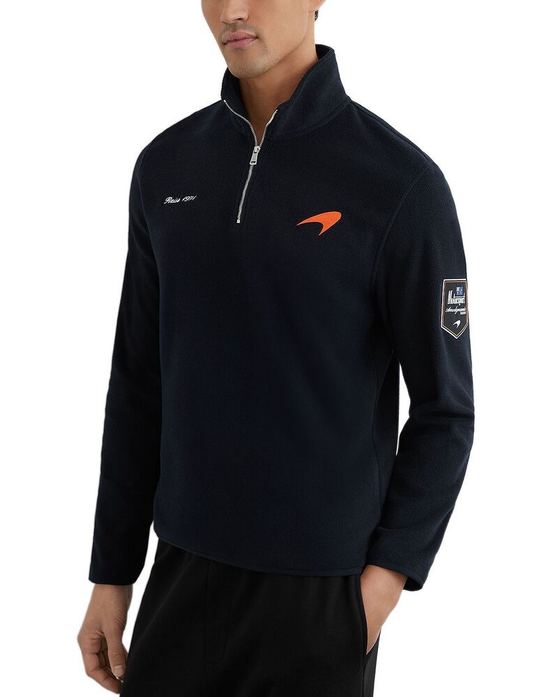 レイス メンズ アウター パーカー・スウェット ハーフジップ シャツ ロゴ REISS McLaren Unisex Half Zip Logo Sweatshirt Navy ネイビー