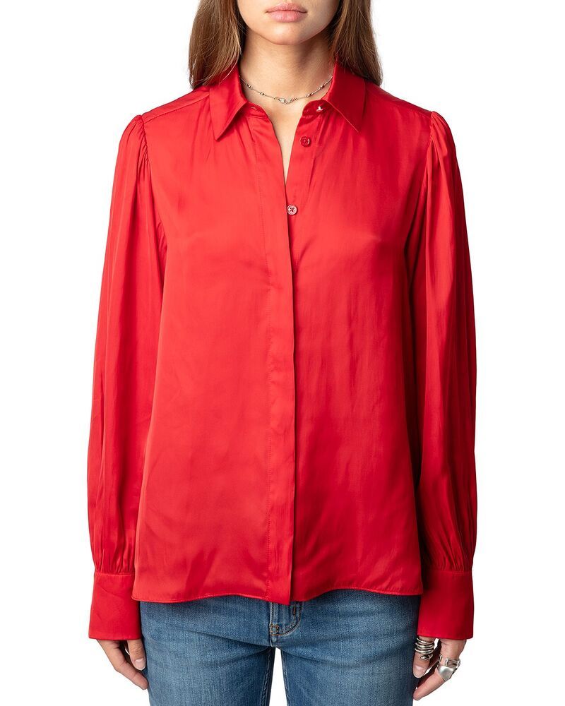 ザディグ エ ヴォルテール レディース トップス シャツ サテン Zadig Voltaire Trenta Satin Shirt Cerise