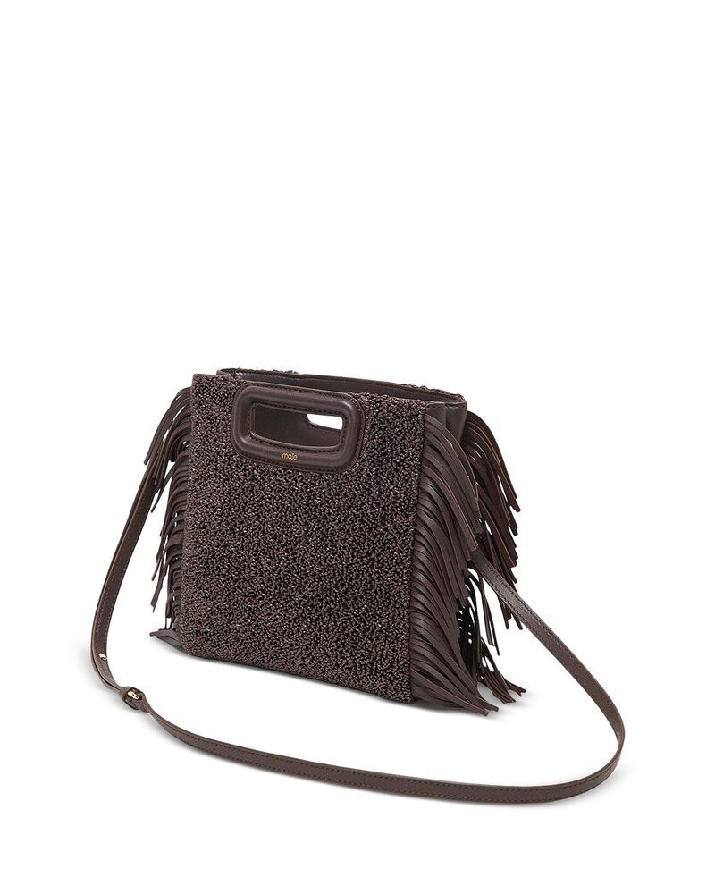 マージュ レディース バッグ フリンジ Maje Boucleffect Fringed Shoulder Bag Dark Brown ブラウン