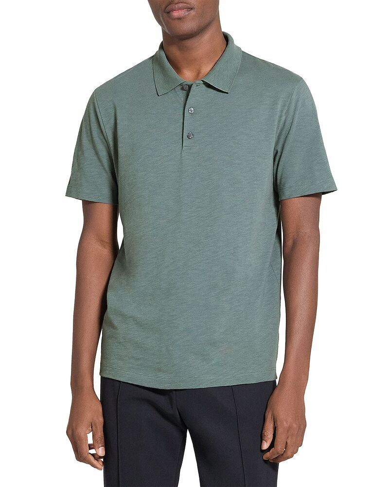 セオリー メンズ トップス ポロシャツ コットン Theory Bron Polo in Cosmoslub Cotton Light Pine Grove