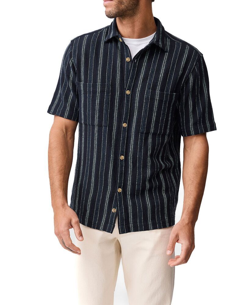 ロッドアンドグン メンズ トップス シャツ Rodd Gunn Harley Striped Short Sleeve Shirt Midnight ストライプ