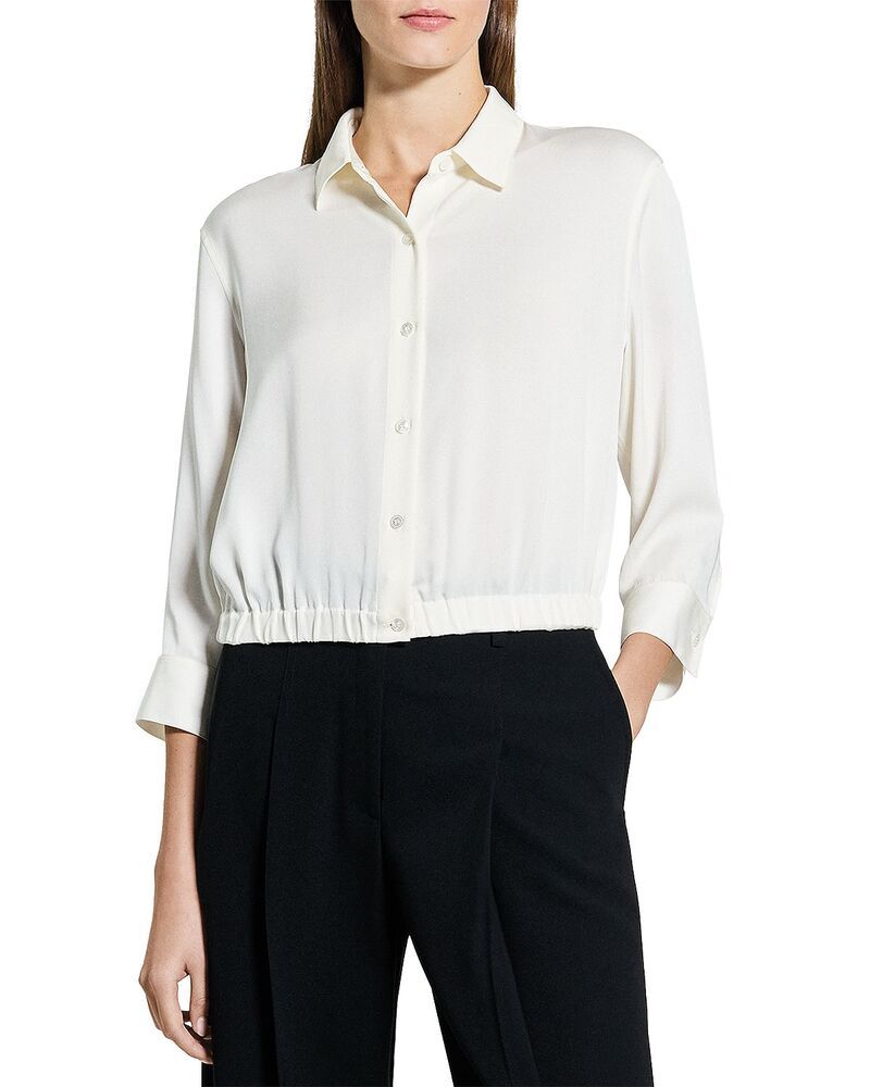 セオリー レディース トップス シャツ シルク Theory Three Quarter Sleeve Silk Shirt Ivory アイボリー