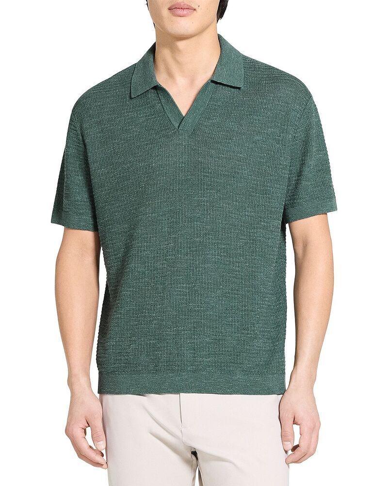 セオリー メンズ トップス ポロシャツ リネン Theory Brenan Polo ineo Pacific Linen Light Pine Grove