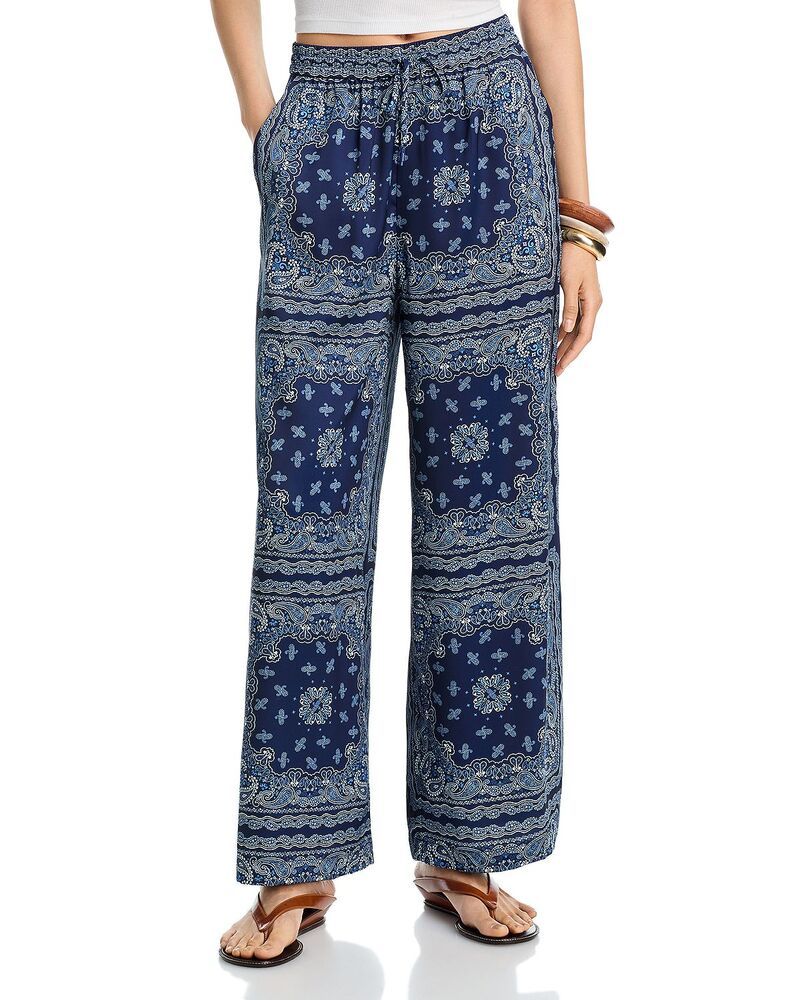 アクア レディース ボトムス カジュアルパンツ ワイドレッグ AQUA Bandana Wide Leg Pants Exclusive Navy ネイビー