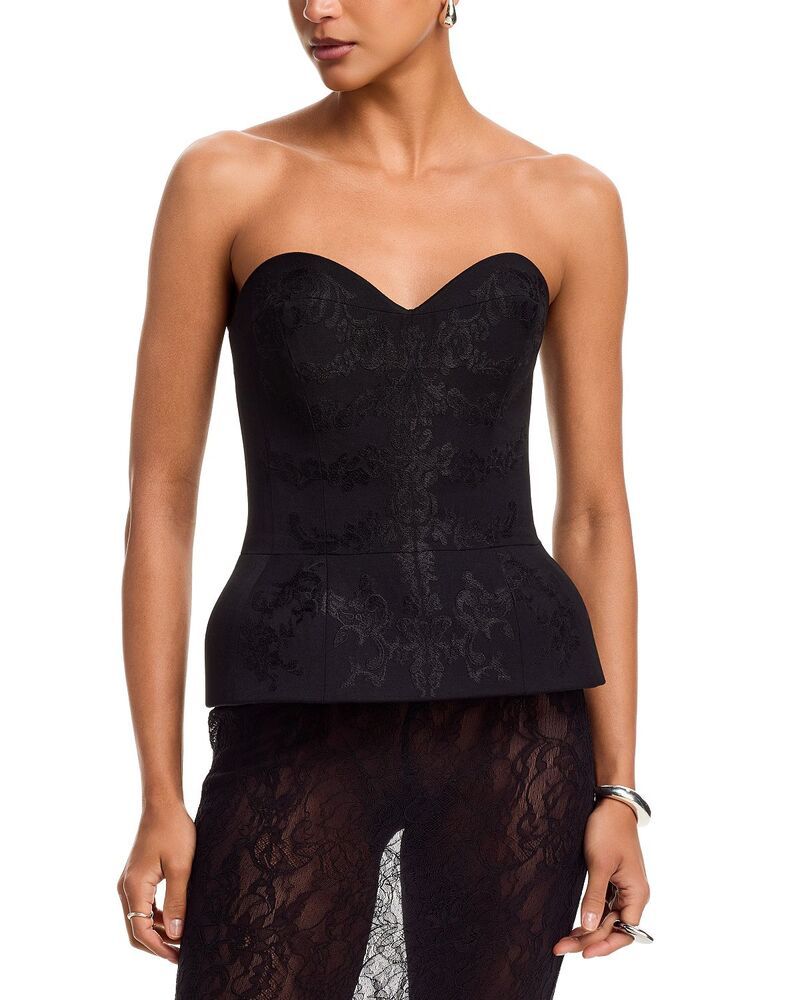マックイーン レディース トップス シャツ レース McQueen Lace Ribcagembroidery Corsetop Black ブラック