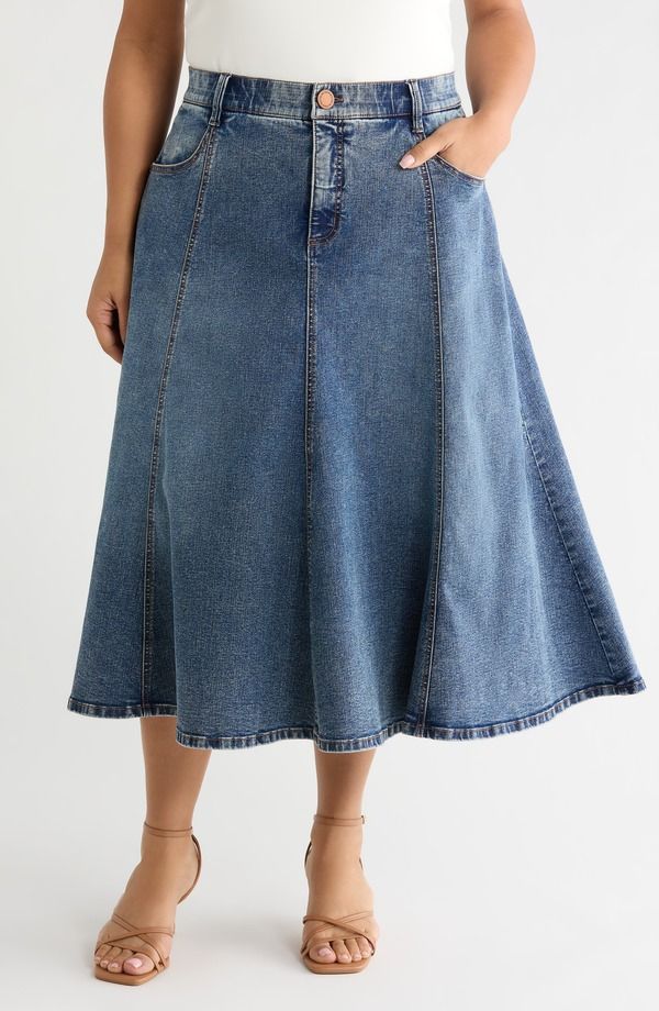 ウィットウィズダム レディース ボトムス デニムパンツ A ライン スカート Wit Wisdom Denim ALine Skirt Blue Artisanal ブルー