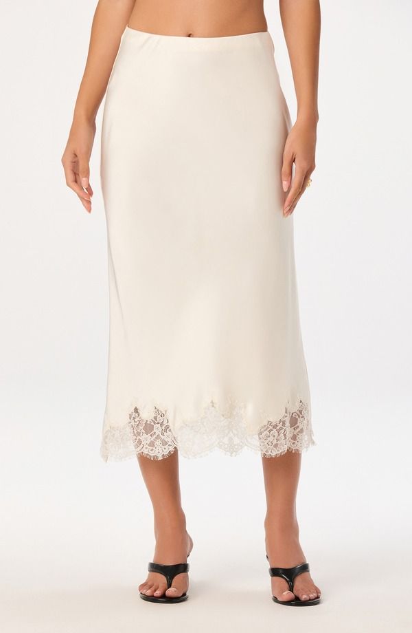 アストール レディース ボトムスカート レーストリム ミディ レース ASTR the Label Blossom Lace Trimidi Skirt Ivory アイボリー