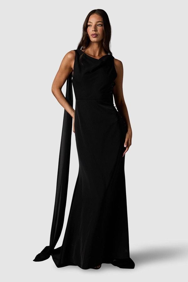 コースト レディース トップス ワンピース クレープ マキシ Coast Cowl Back Crepe Maxi Dress Black ブラック