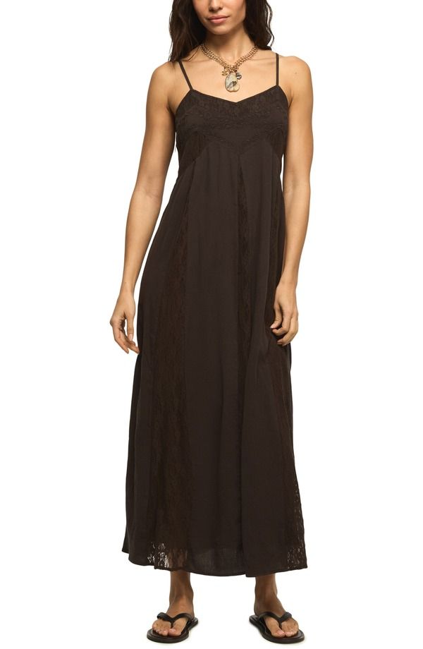 ラッキーブランド レディース トップス ワンピース ノースリーブ 刺繍 レース マキシ Lucky Brand Festival Embroidered Lace Sleeveless Maxi Dress Raven