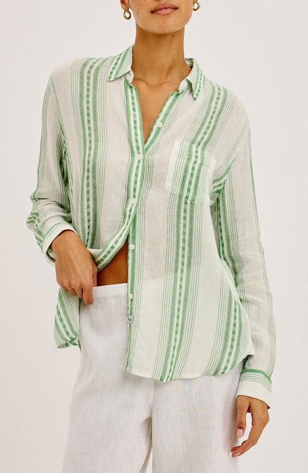 レイルズ レディース トップス シャツ リネン Rails Charli Stripe Linen Blend ButtonUp Shirt Margarita Stripe ストライプ