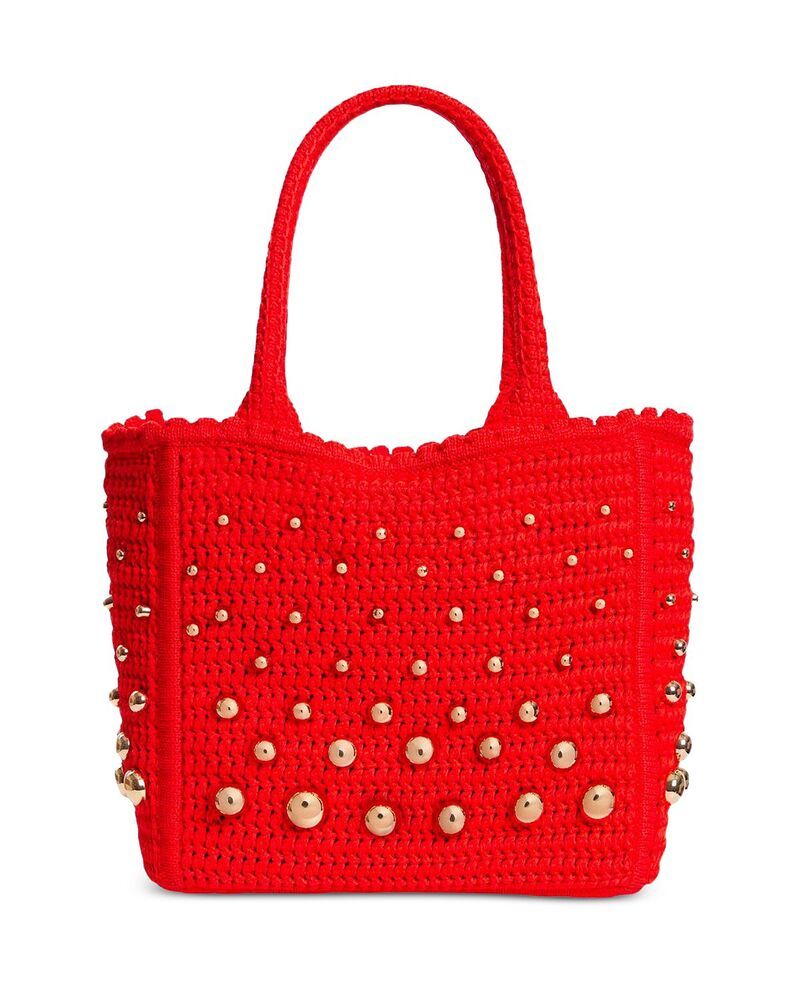 サンドロ レディース バッグ メッシュ Sandro Eulalia Studded Crochet Mesh Tote Bag Red レッド