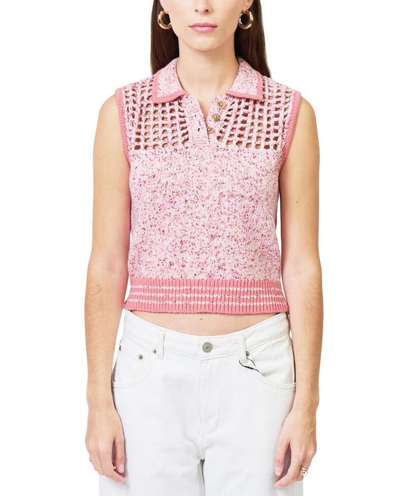 セントラルパークウェスト レディース トップス ポロシャツ メッシュ ノースリーブ Central Park West Womens Clover Sleeveless Mesh Polo Pink Multicolor ピンク