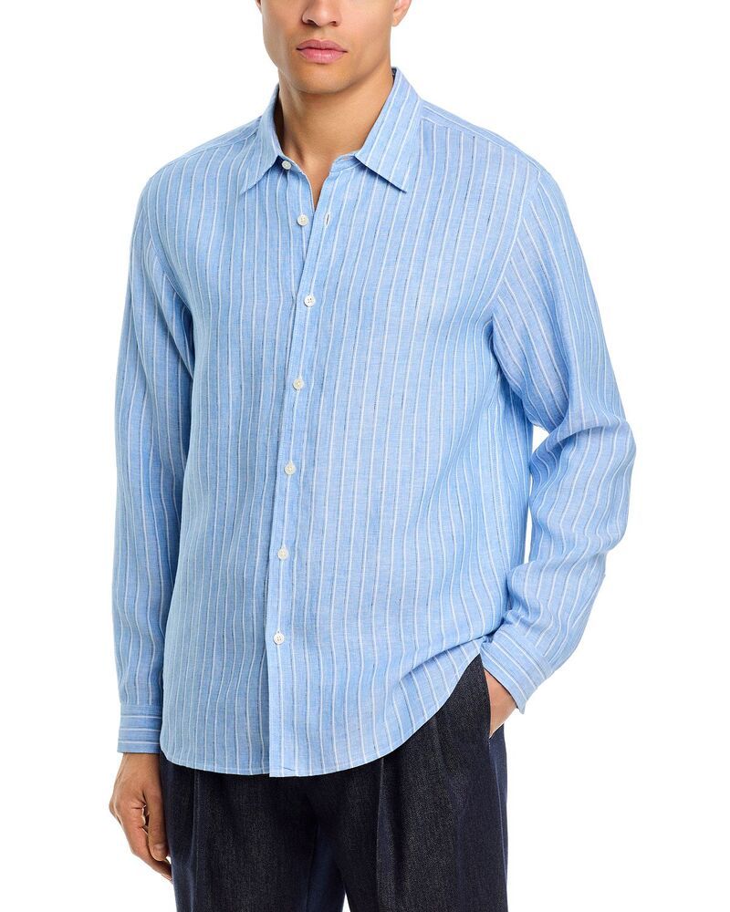 セオリー メンズ トップス シャツ リネン Theory Irving Stripe Linen Shirt Crisp Blue Multi ブルー