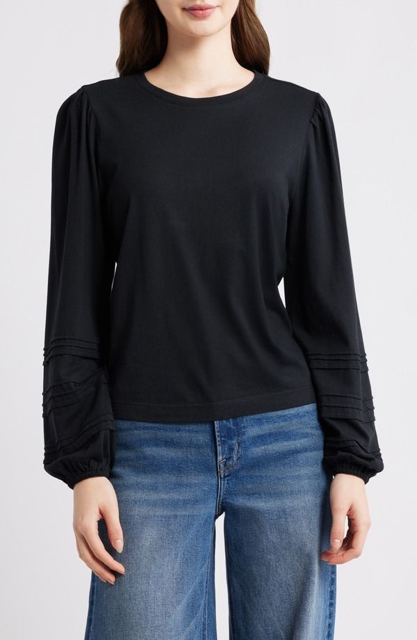 ペイジ レディース トップス シャツ ジャージー PAIGE Cyrano Pintuck Jersey Top Black ブラック