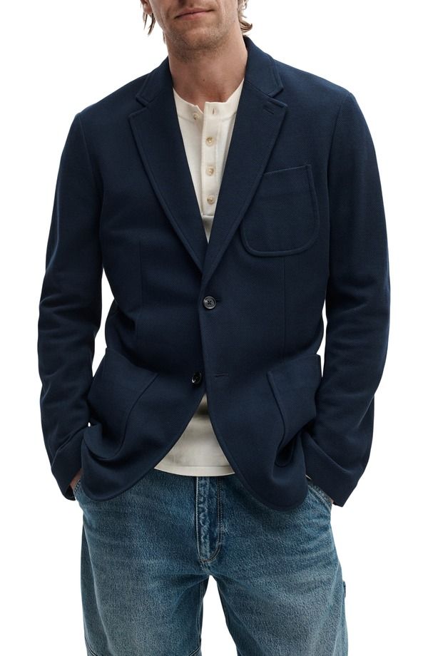 ラグアンドボーン メンズ アウター ジャケット・ブルゾン コットン ブレザー rag bone Skeletonavy Cotton Piqu Blazer Navy ネイビー