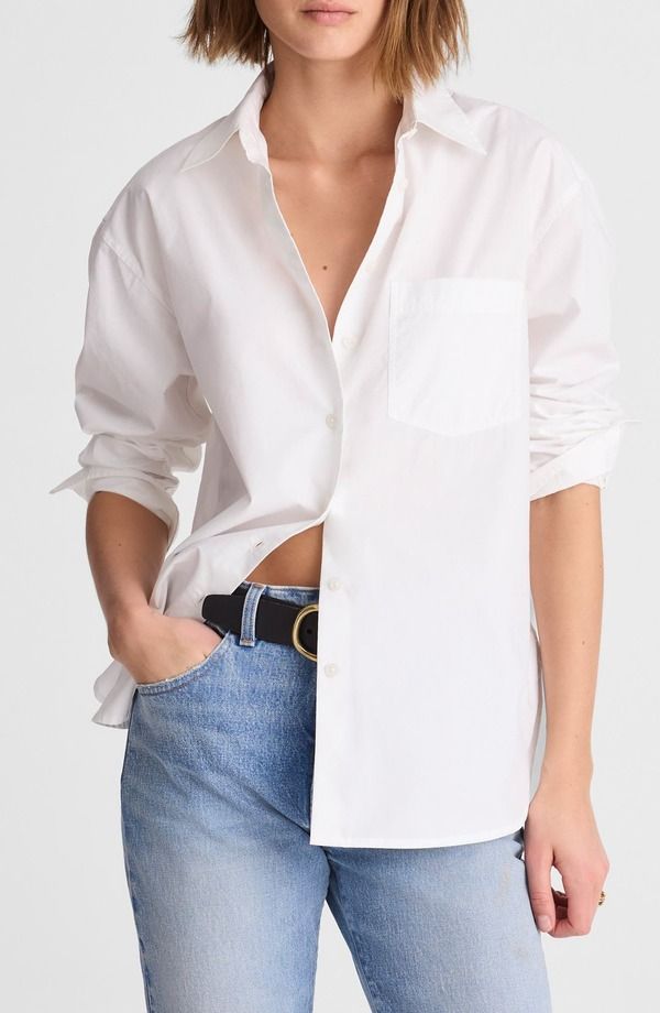 メイドウェル レディース トップス シャツ Madewell Theasy Poplin ButtonUp Shirt White ホワイト