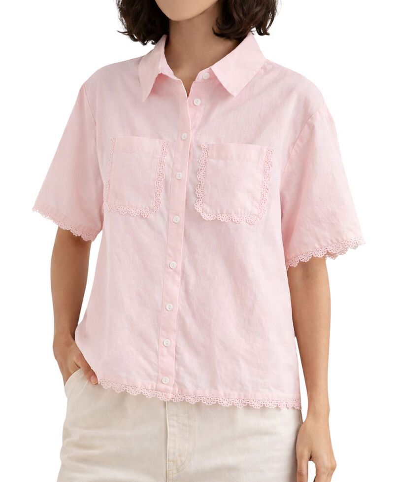 チンティアンドパーカー レディース トップス シャツ リネン Chinti Parker Womensienna LinenBlend Scallop Edge Shirt Light Pink ピンク