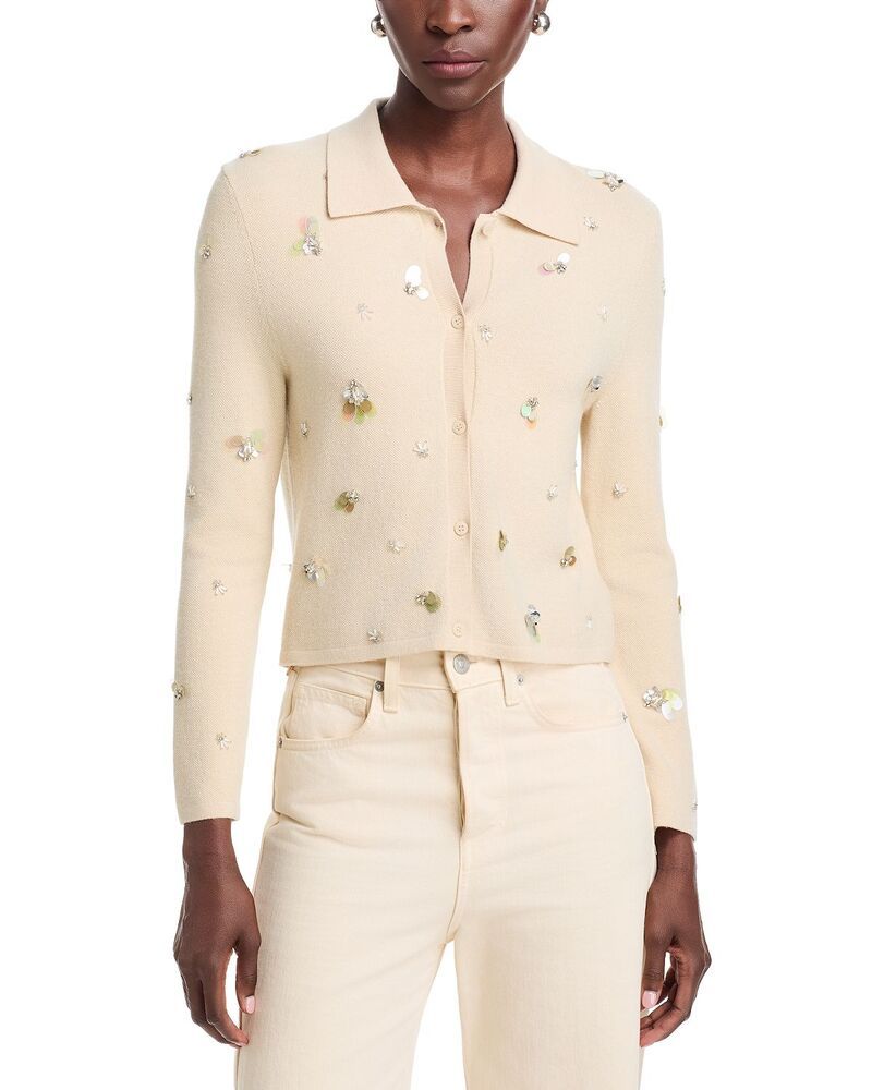 シムカイ レディース アウター カーディガン SIMKHAI Luci Embellished Cardigan Stone ストーン