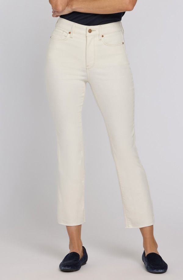 エヌワイディージェイ レディース ボトムス デニムパンツ ブーツカット アンクル ブーツ ジーンズ NYDJ Cool Embrace Raw Hem Ankle Slim Bootcut Jeans Vintage White ホワイト