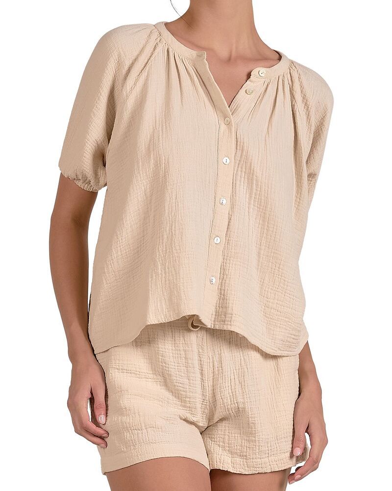 エラン レディース トップス シャツ Elan Short Sleeve Shirt Swim CoverUp Natural