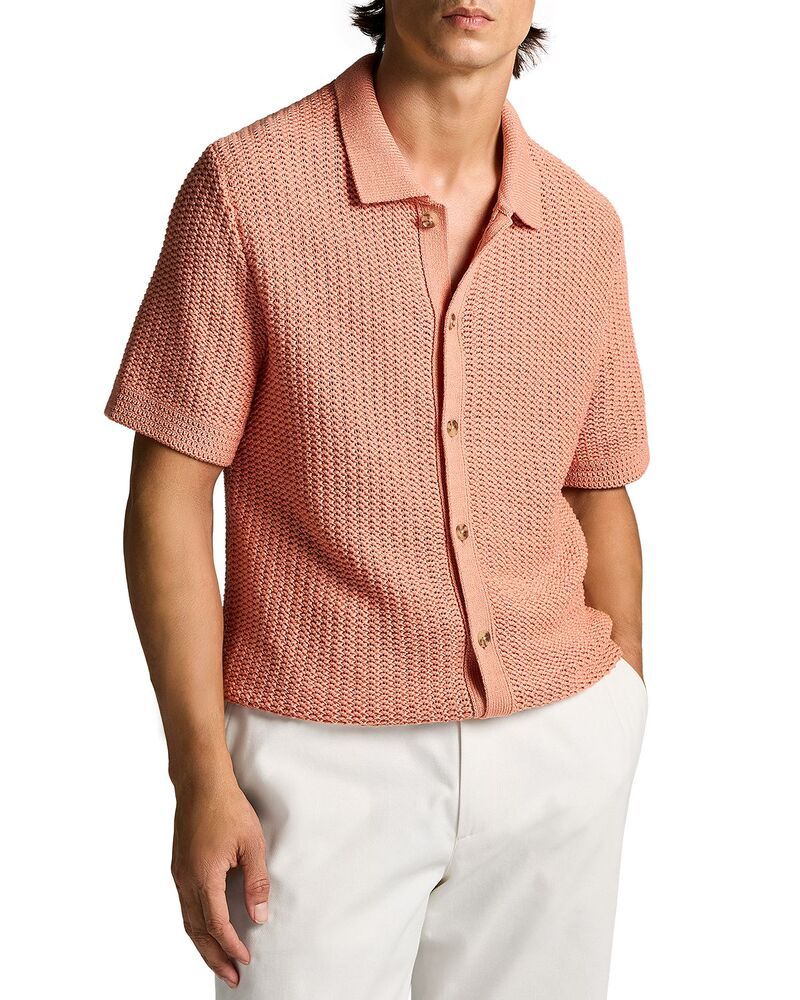 ヴィンス メンズ トップス シャツ Vince Crochet Button Front Short Sleeve Shirt Sunset Peak