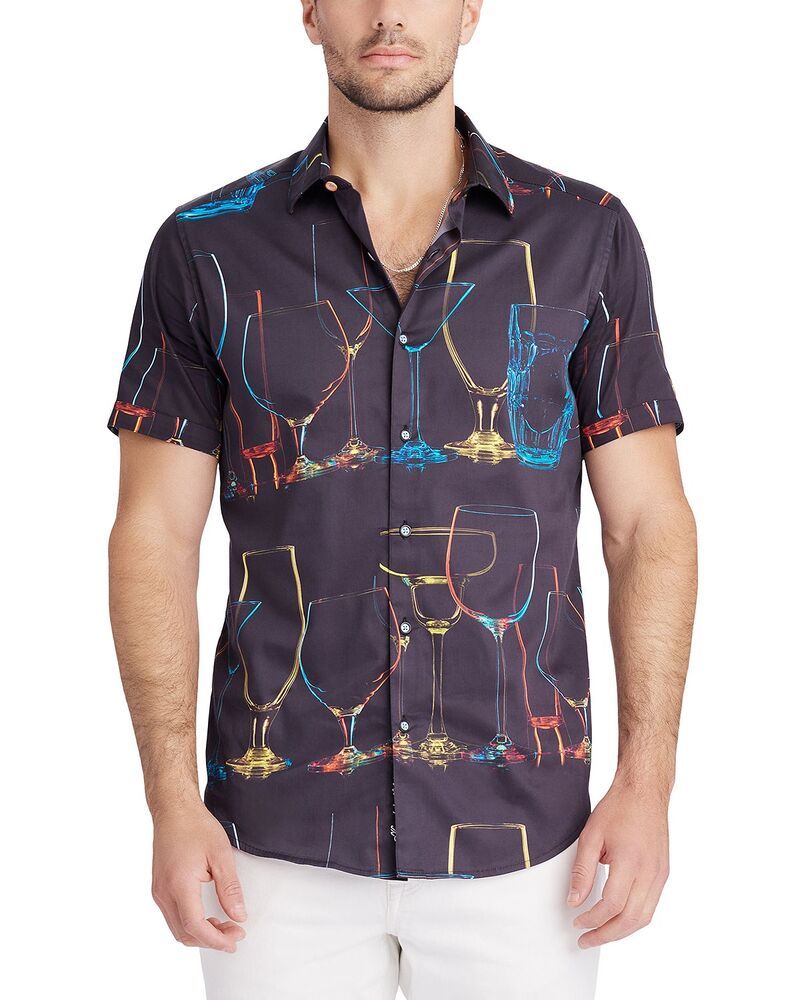 ロバートグラハム メンズ トップス シャツ Robert Graham Neonightshort Sleeve Woven Shirt Black ブラック