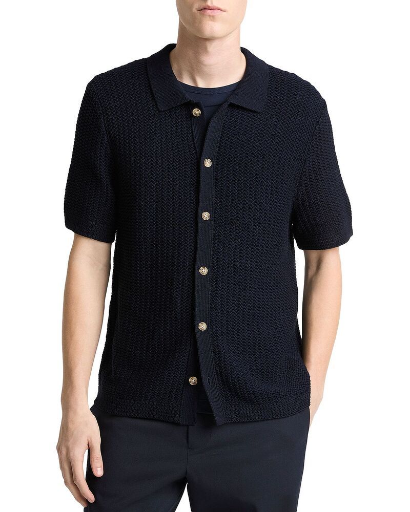 ヴィンス メンズ トップス シャツ Vince Crochet Button Front Short Sleeve Shirt Coastal