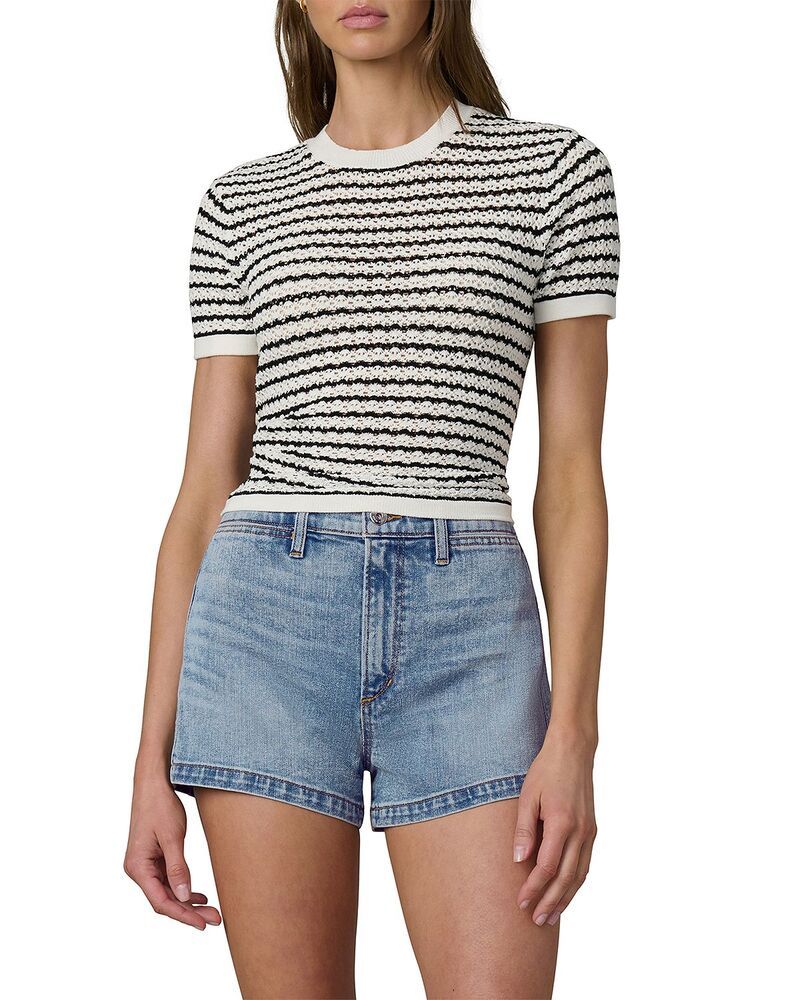 ジョーズジーンズ レディース トップス Tシャツ Joes Jeans The Crochet Baby Tee MilkBlack Stripe ブラック