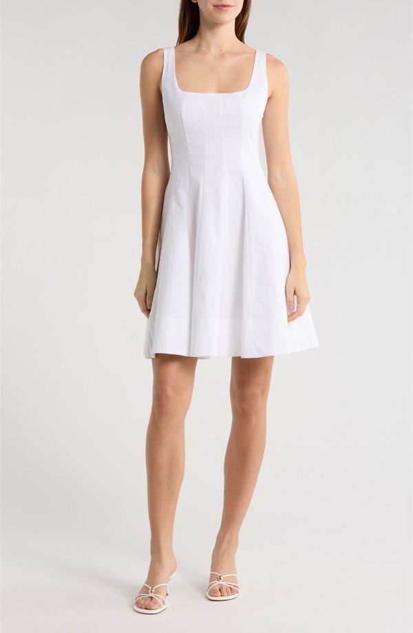 スタウド レディース トップス ワンピース ミニ コットン STAUD Wellstretch Cotton Minidress White ホワイト
