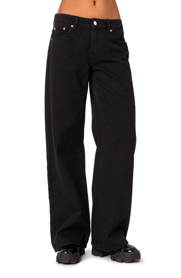 アディクテッド レディース ボトムス デニムパンツ ワイドレッグ ジーンズ EDIKTEDaytime Wide Leg Jeans Black ブラック