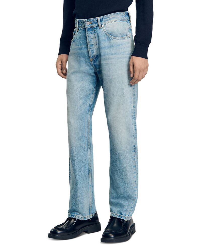 サンドロ メンズ ボトムス デニムパンツ ジーンズ Sandro Stonewashed Jeans in Light Blue ブルー