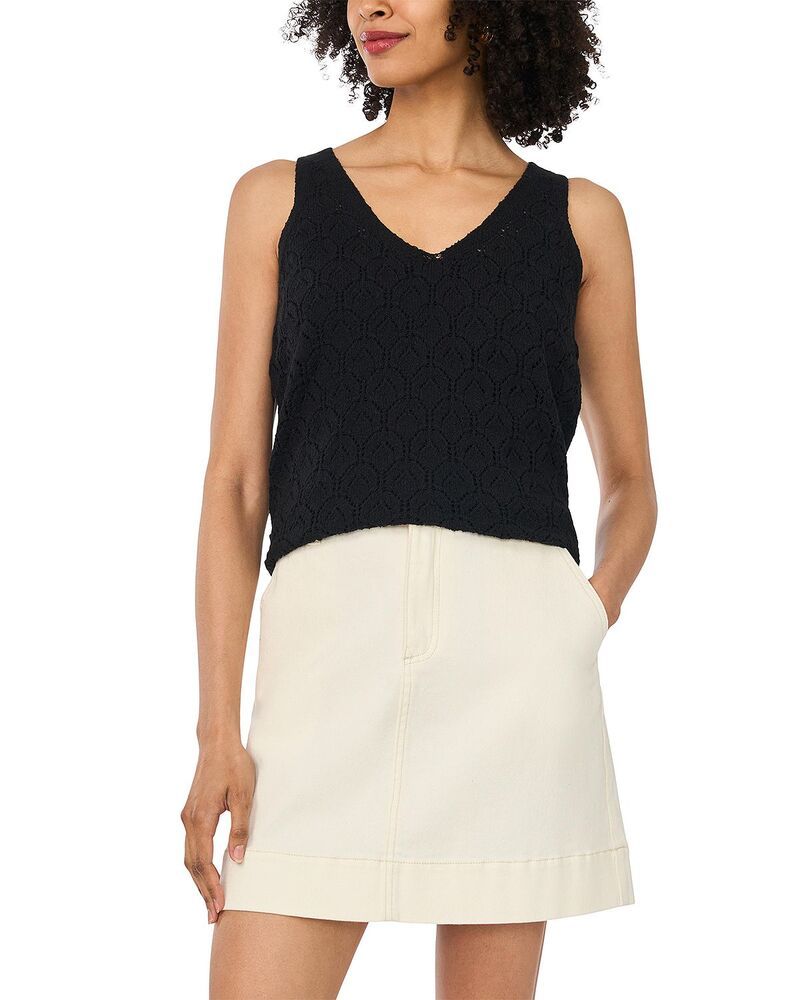 ヴィンスカムート レディース トップス タンクトップ VINCE CAMUTO Pointelle Tank Rich Black ブラック