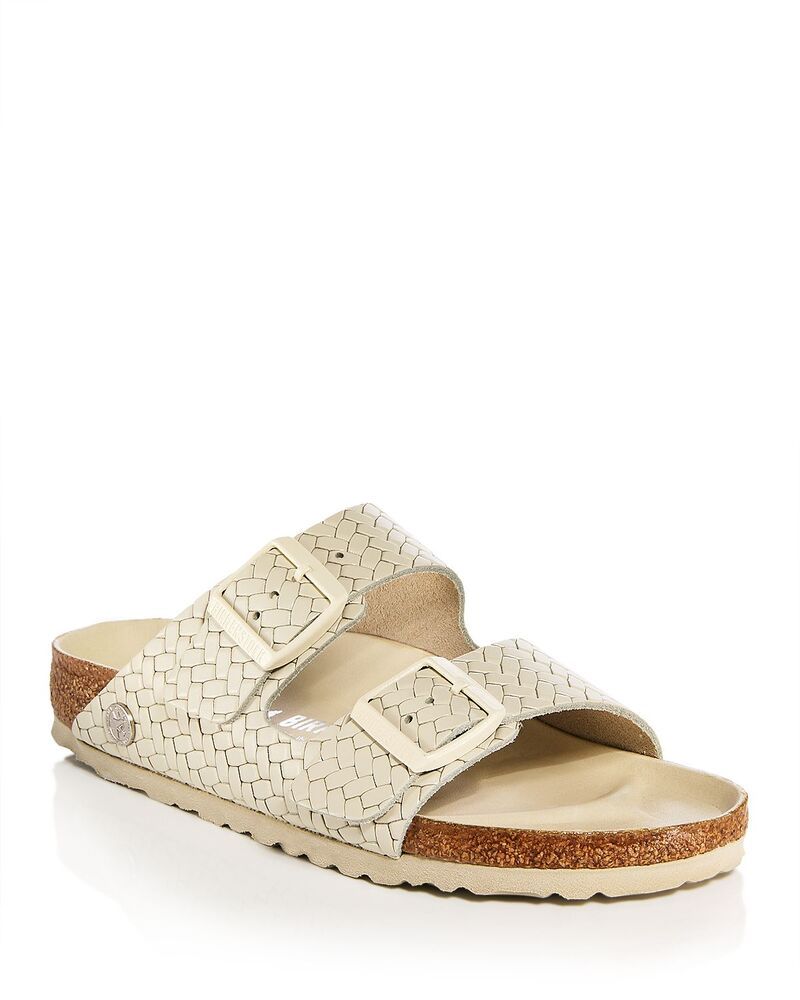 ビルケンシュトック レディース シューズ サンダル Birkenstock Womens Arizona Woven Embossed Slide Sandals Beige ベージュ