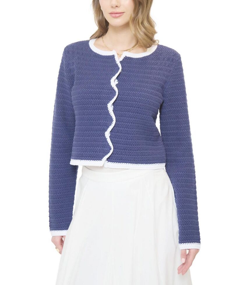 セントラルパークウェスト レディース アウター カーディガン Central Park West Womens Wren Scallop Crochet CardiganavyCombo ネイビー