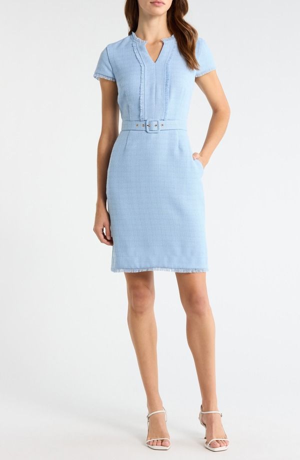 タハリエーエスエル レディース トップス ワンピース Tahari ASL Boucl Sheath Dressky Blue ブルー