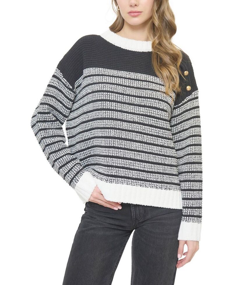セントラルパークウェスト レディース アウター ニット・セーター Central Park West Womens Tasha Chenille Crew Sweater BlackWhite ホワイト