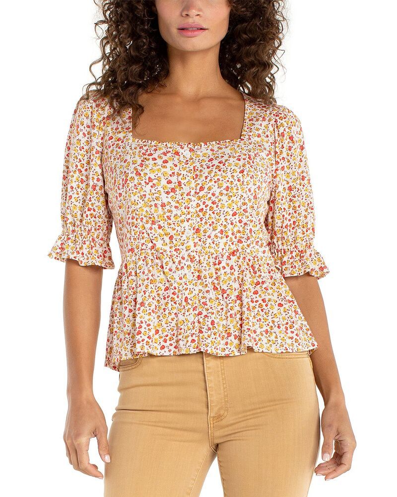 リヴァプール ロサンゼルス レディース トップス シャツ Liverpoolos Angelesquare Neck Peplum Topristine Multi マルチカラー