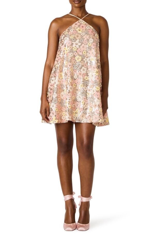 スティーブ マデン レディース トップス ワンピース フラワー柄 ミニ スパンコール フラワー Steve Madden Catiana Sequin Floral Minidress Pastel Multi マルチカラー