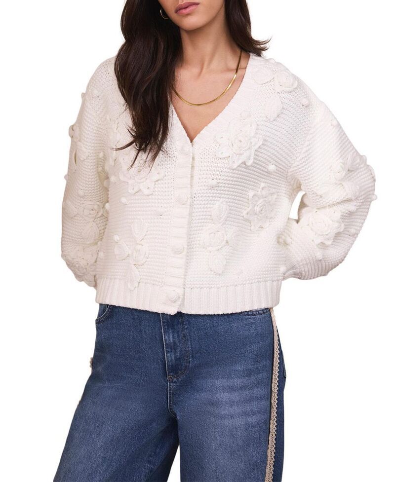 ミルトンベルベット レディース アウター カーディガン Mint Velvet Womens Applique Flower Cardigan Ivory アイボリー