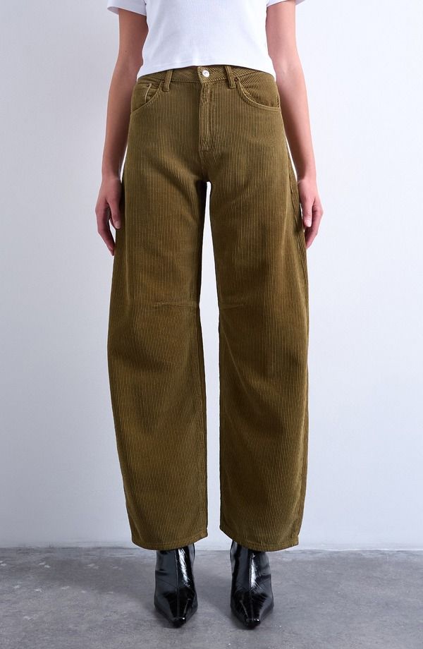 トップショップ レディース ボトムス レギンス コーデュロイ ハイウエスト ジーンズ Topshop High Waist Barrel Corduroy Jeans Tan タン