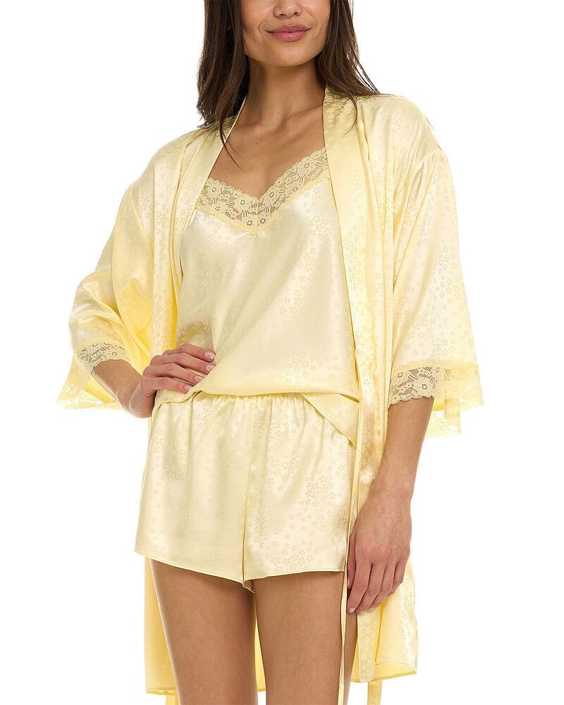 フローラニクルーズ レディース アンダーウェア ナイトウェア ショートパンツ Flora Nikrooz Sabrina Cami Shorts Robe Travel Set Yellow イエロー