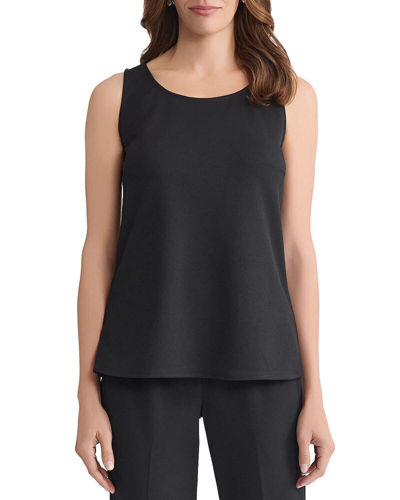 ミンウォン レディース トップス タンクトップ クレープ Ming Wang Stretch Deco Crepe Scoop Neck Tank Black ブラック