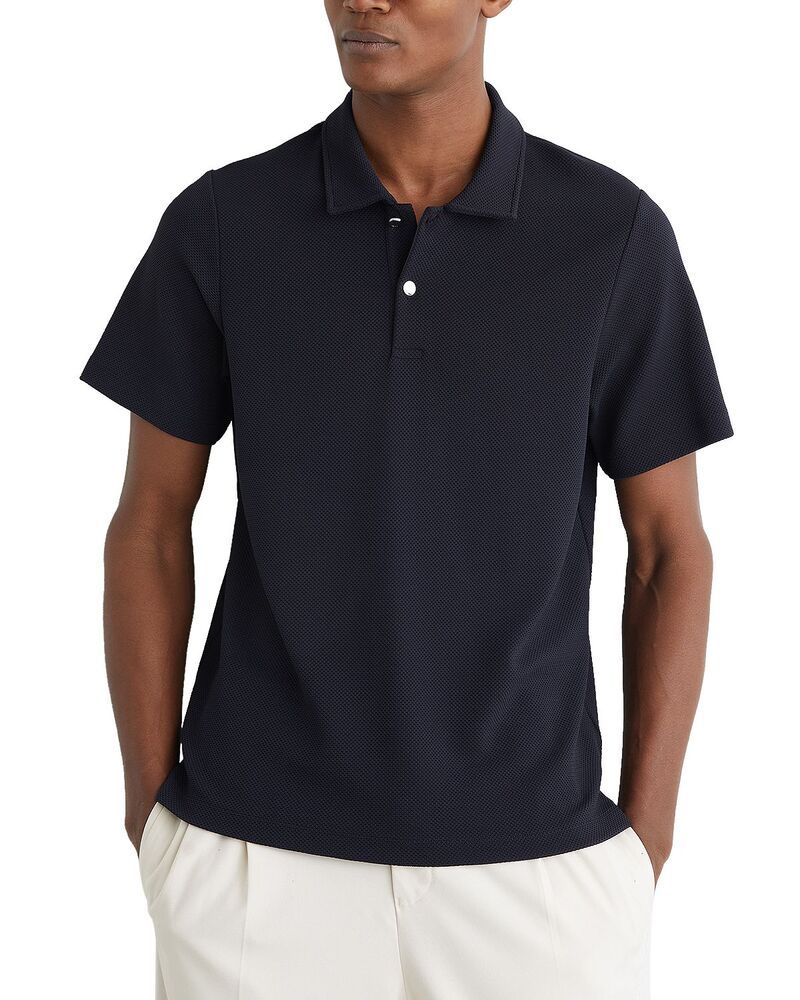 レイス メンズ トップス ポロシャツ REISS Textured Polo Shirt Navy ネイビー