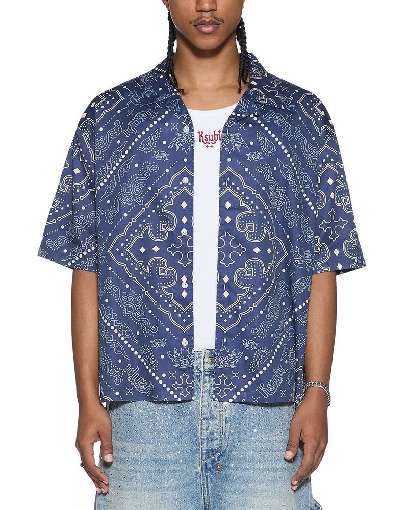 スビ メンズ トップス シャツ Ksubi Paise Diner Patterned Shirt Navy ネイビー