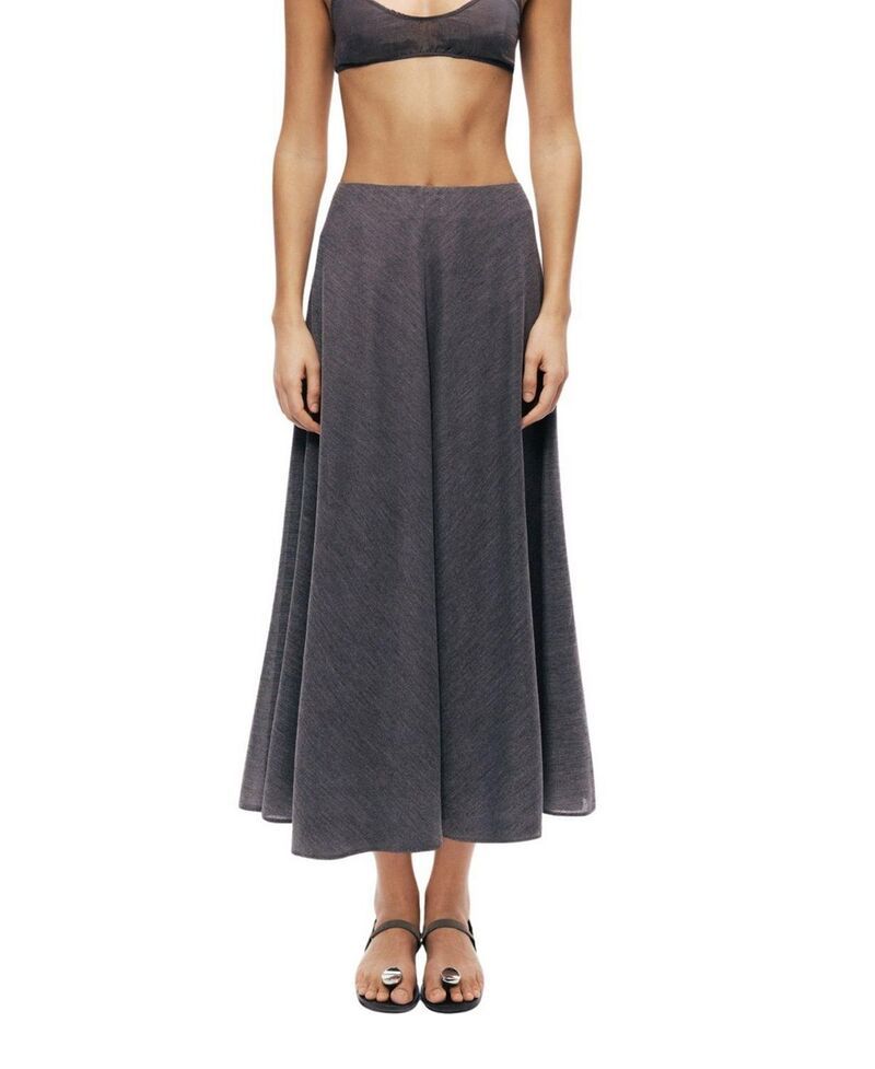 ノクチューン レディース ボトムスカート ミディ NOCTURNE Flowing Midi Skirt Grey グレー